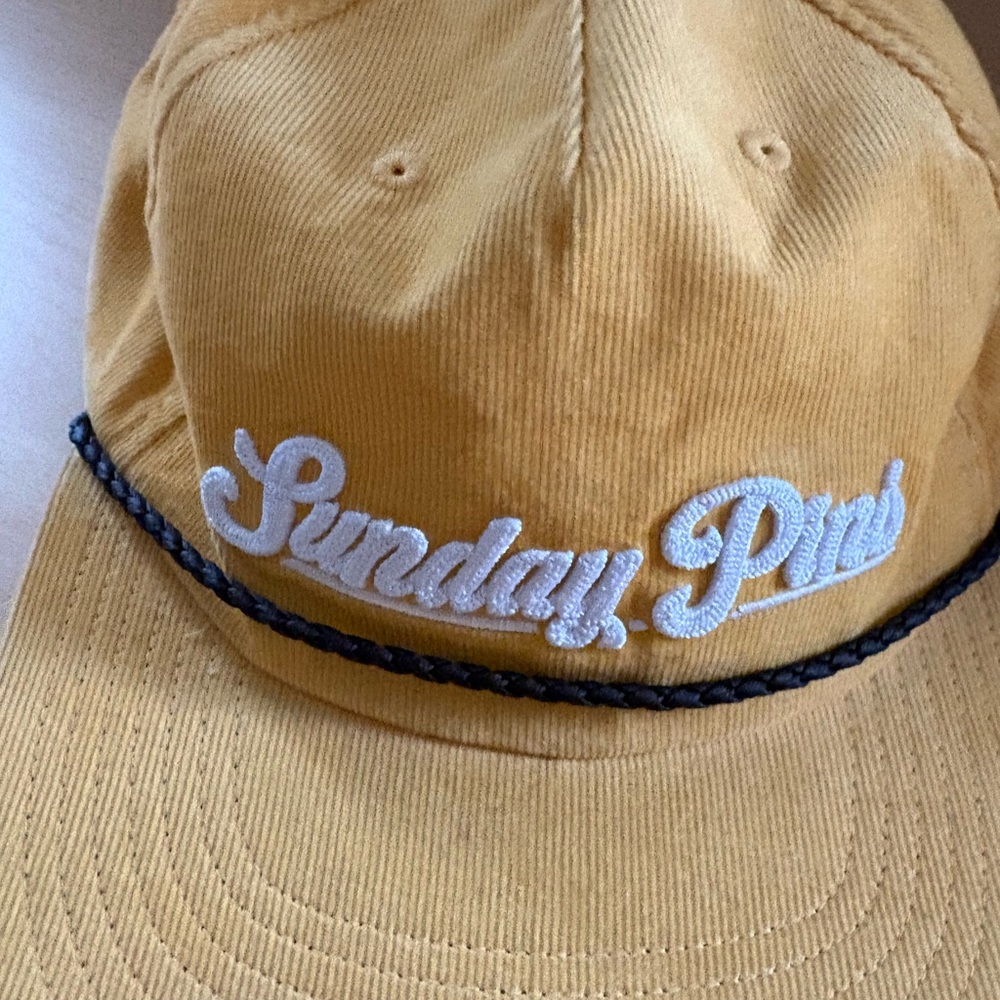 Adidas Golf Cap Corduroy Cord Gold Yellow Embroidered Sunday Pins Logo Golfing